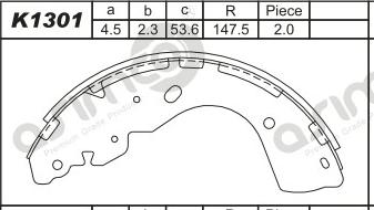 Asimco K1301 - Brake Shoe Set autospares.lv