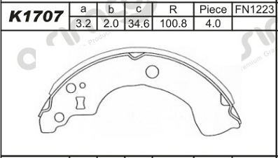 Asimco K1707 - Brake Shoe Set autospares.lv