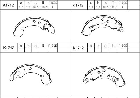 Asimco K1712 - Brake Shoe Set autospares.lv