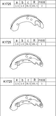 Asimco K1725 - Brake Shoe Set autospares.lv