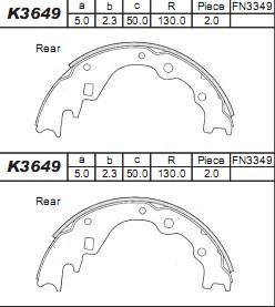 Asimco K3649 - Brake Shoe Set autospares.lv