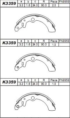 Asimco K3359 - Brake Shoe Set autospares.lv