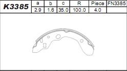 Asimco K3385 - Brake Shoe Set autospares.lv