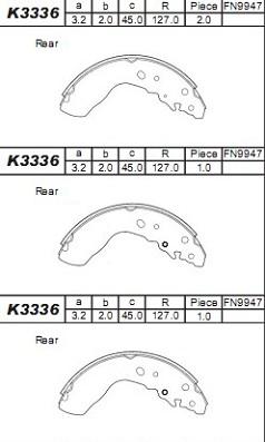 Asimco K3336 - Brake Shoe Set autospares.lv