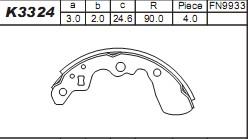 Asimco K3324 - Brake Shoe Set autospares.lv