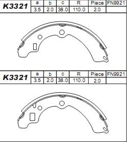 Asimco K3321 - Brake Shoe Set autospares.lv