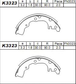 Asimco K3323 - Brake Shoe Set autospares.lv