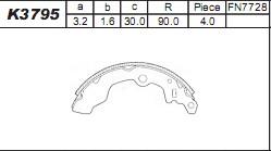 Asimco K3795 - Brake Shoe Set autospares.lv