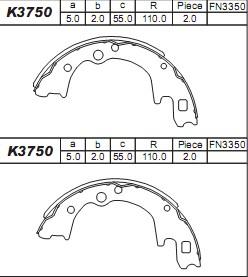 Asimco K3750 - Brake Shoe Set autospares.lv