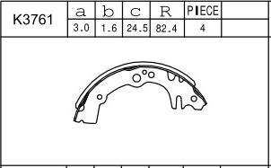 Asimco K3761 - Brake Shoe Set autospares.lv