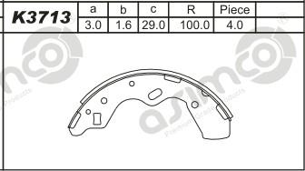 Asimco K3713 - Brake Shoe Set autospares.lv