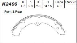 Asimco K2496 - Brake Shoe Set autospares.lv