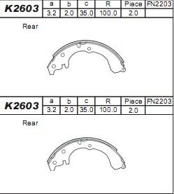 Asimco K2603 - Brake Shoe Set autospares.lv