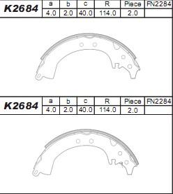 Asimco K2684 - Brake Shoe Set autospares.lv