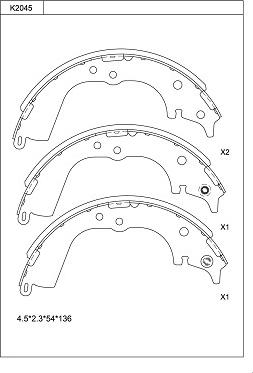 Asimco K2045 - Brake Shoe Set autospares.lv