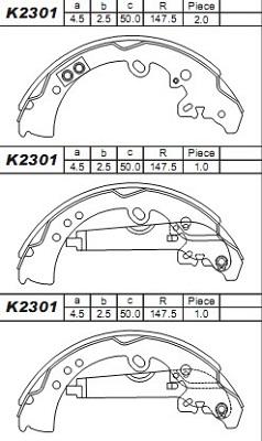 Asimco K2301 - Brake Shoe Set autospares.lv