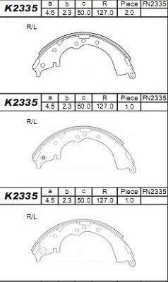 Asimco K2335 - Brake Shoe Set autospares.lv