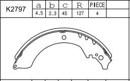 Asimco K2797 - Brake Shoe Set autospares.lv