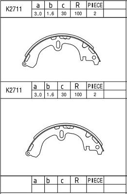 Asimco K2711 - Brake Shoe Set autospares.lv