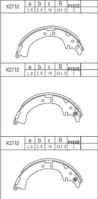 Asimco K2712 - Brake Shoe Set autospares.lv