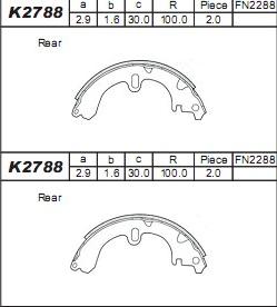 Asimco K2788 - Brake Shoe Set autospares.lv