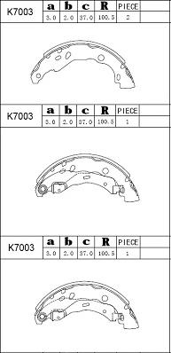Asimco K7003 - Brake Shoe Set autospares.lv