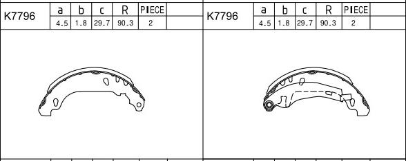 Asimco K7796 - Brake Shoe Set autospares.lv