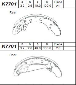 Asimco K7701 - Brake Shoe Set autospares.lv