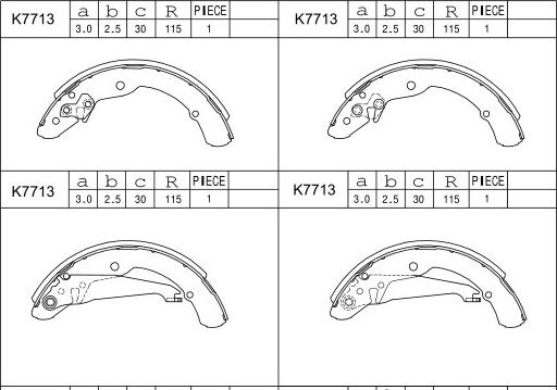 Asimco K7713 - Brake Shoe Set autospares.lv