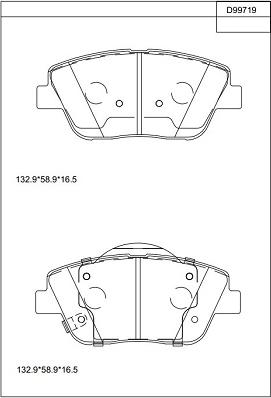 Asimco KD99719 - Brake Pad Set, disc brake autospares.lv