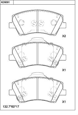 Asimco KD9091 - Brake Pad Set, disc brake autospares.lv