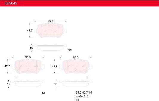 Asimco KD9045 - Brake Pad Set, disc brake autospares.lv