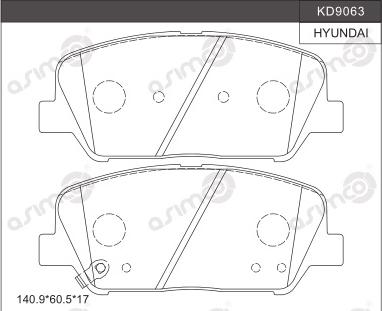 Asimco KD9063 - Brake Pad Set, disc brake autospares.lv