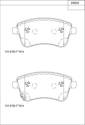 Asimco KD9003 - Brake Pad Set, disc brake autospares.lv