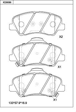 Asimco KD9086 - Brake Pad Set, disc brake autospares.lv