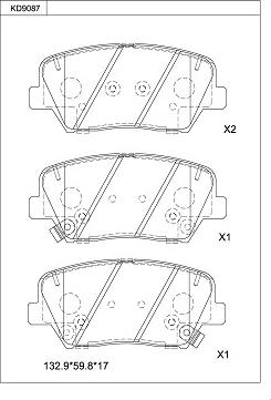 Asimco KD9087 - Brake Pad Set, disc brake autospares.lv