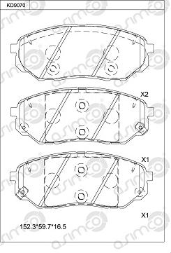 Asimco KD9070 - Brake Pad Set, disc brake autospares.lv