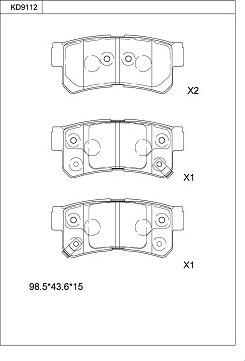 Asimco KD9112 - Brake Pad Set, disc brake autospares.lv