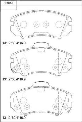 Asimco KD9759 - Brake Pad Set, disc brake autospares.lv