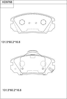 Asimco KD9768 - Brake Pad Set, disc brake autospares.lv