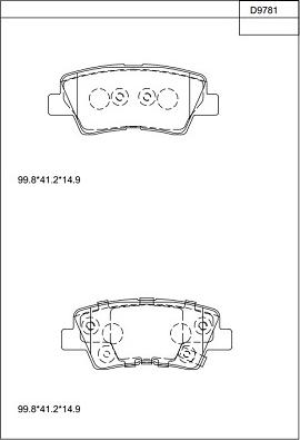 Asimco KD9781 - Brake Pad Set, disc brake autospares.lv