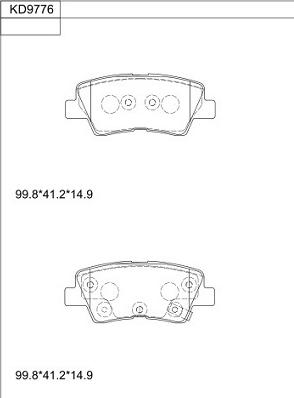 Asimco KD9776 - Brake Pad Set, disc brake autospares.lv