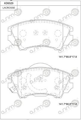 Asimco KD6529 - Brake Pad Set, disc brake autospares.lv