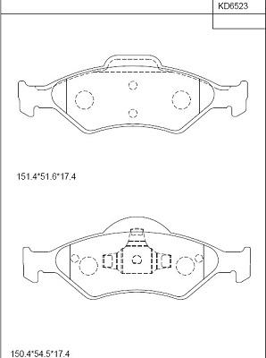 Asimco KD6523 - Brake Pad Set, disc brake autospares.lv