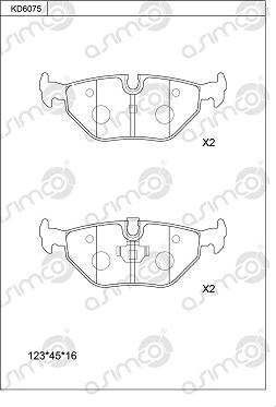 Asimco KD6075 - Brake Pad Set, disc brake autospares.lv