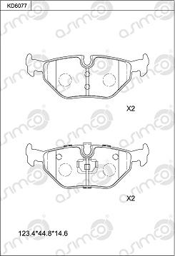 Asimco KD6077 - Brake Pad Set, disc brake autospares.lv