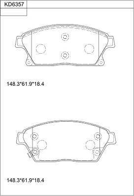 Asimco KD6357 - Brake Pad Set, disc brake autospares.lv