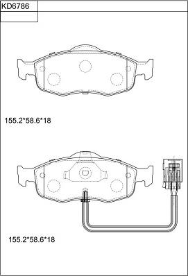 Asimco KD6786 - Brake Pad Set, disc brake autospares.lv