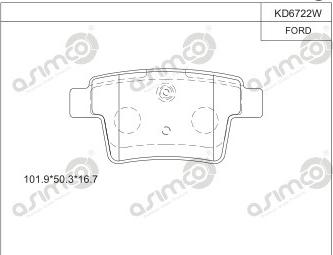 Asimco KD6722W - Brake Pad Set, disc brake autospares.lv