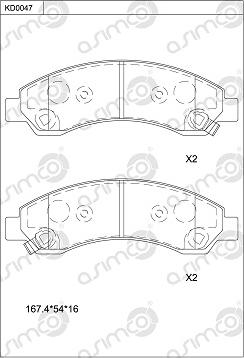 Asimco KD0047 - Brake Pad Set, disc brake autospares.lv